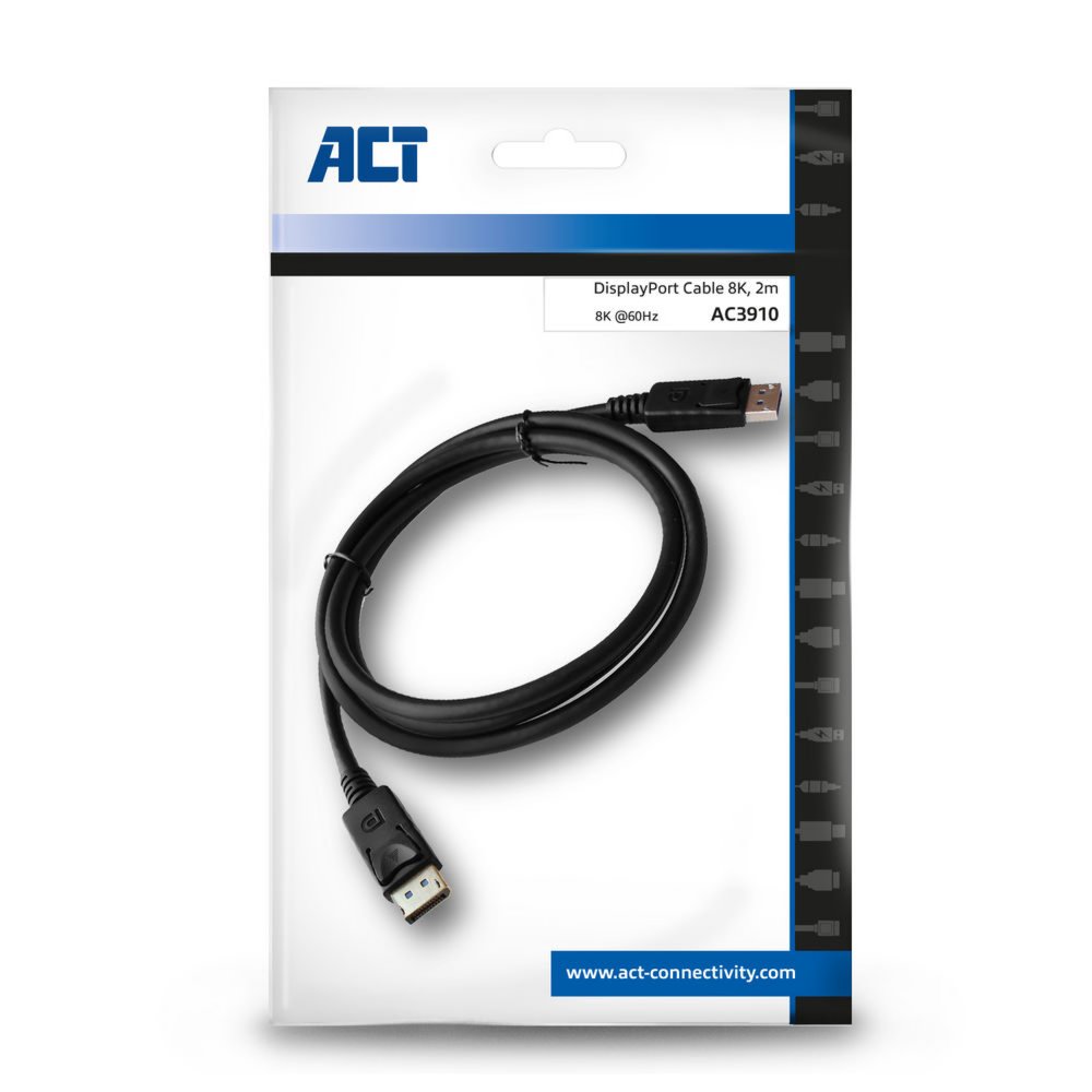 ACT AC3910 | DisplayPort 1.4 Kabel | 2,0m | Zwart - Matmuis - Matmuis