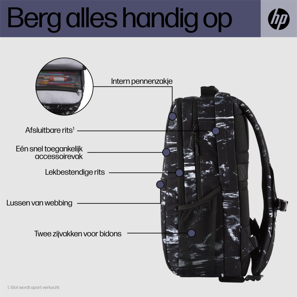 HP Campus XL Rugzak – Marble Stone | 16 inch Laptopvak | 20L Inhoud - Matmuis - Matmuis