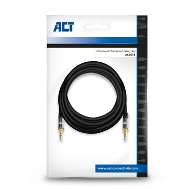 ACT AC3614 | 3.5mm Audiokabel | 15 Meter | Stereo Jack naar Jack | Zwart - Matmuis - Matmuis