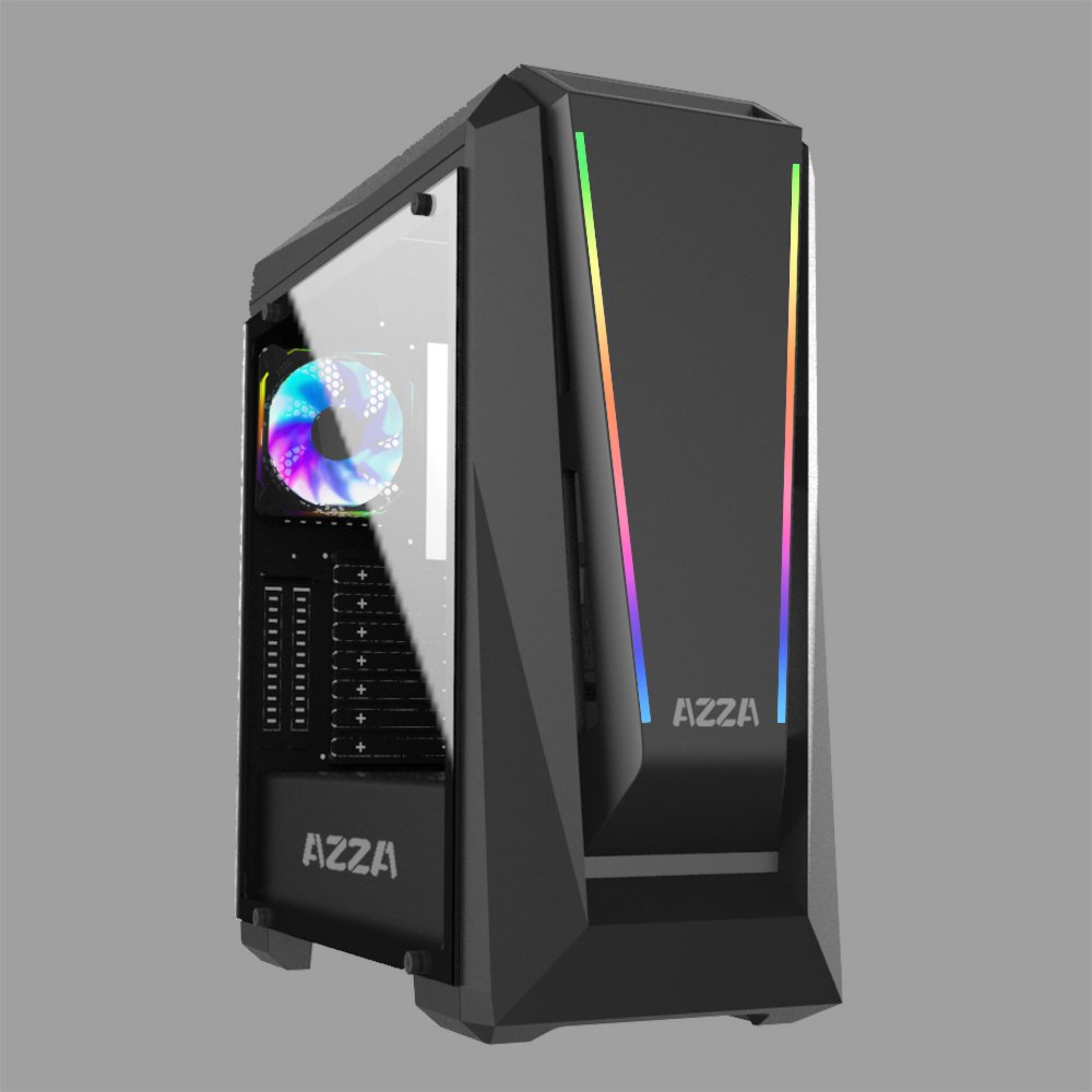 Azza Chroma 410A RGB | Midi Tower Case | Zwart - Matmuis