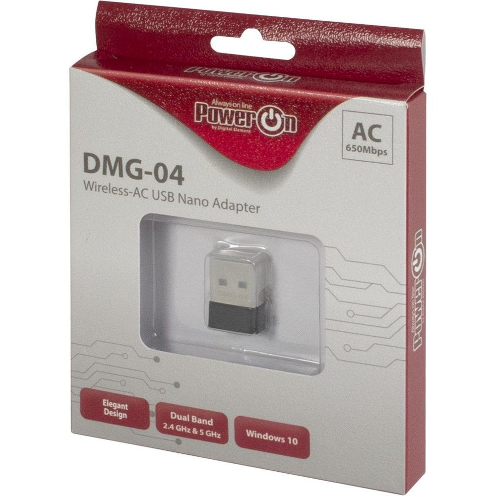 Inter-Tech DMG-04 | Wi-Fi 5 USB Nano Adapter | 433 Mbps (5 GHz) / 200 Mbps (2,4 GHz) | USB 2.0 | Zwart - Matmuis - Matmuis