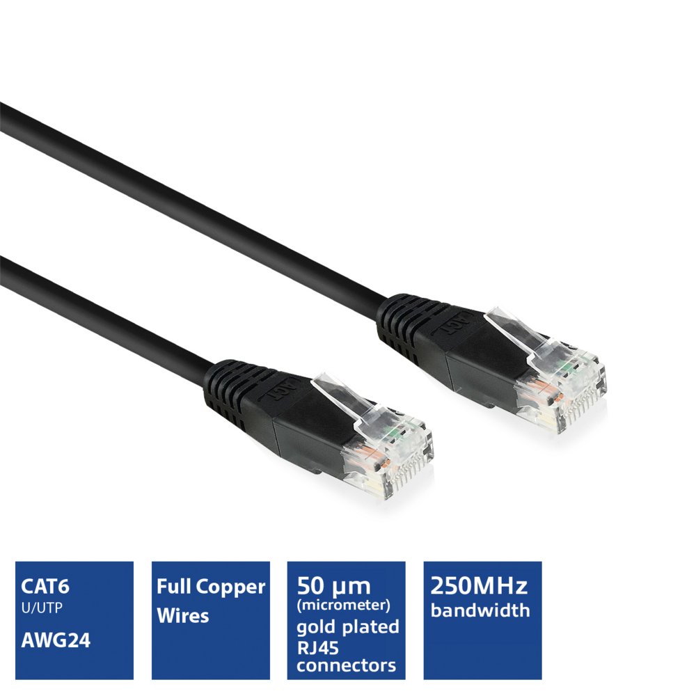 ACT netwerkkabel | Cat6 | U/UTP (UTP) | 3 m | Zwart