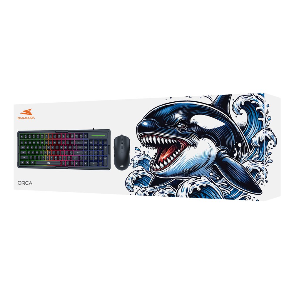Baracuda ORCA RGB | Bekabeld Gaming Toetsenbord inclusief Muis | QWERTY | Zwart - Matmuis