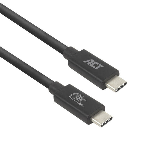 ACT AC7430 | USB4 | 20Gbps | 240W | USB-C naar USB-C | 1m | Zwart - Matmuis - Matmuis