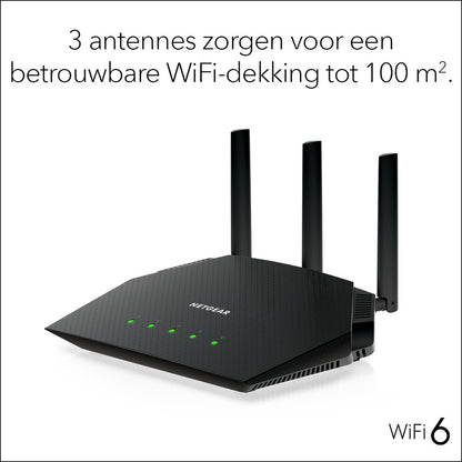NETGEAR Nighthawk 4-Stream AX1800 | Wifi 6 Router | Gigabit Ethernet Dual-band (2.4 GHz / 5 GHz) | 1200Mbit/s - Matmuis - Matmuis