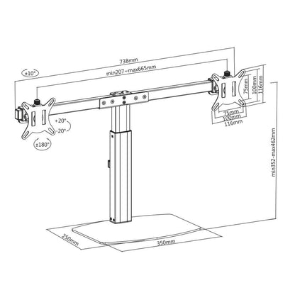 ACT AC8332 | In Hoogte Verstelbare Monitor-bureausteun | Tot 27" | Max 6kg | VESA 100x100 | 2 Monitoren | RENEWED - Matmuis