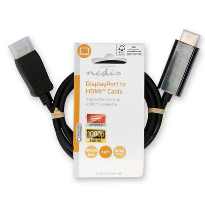 Nedis CCGL37100BK10 | DisplayPort naar HDMI adapterkabel | 1 m | DisplayPort male | HDMI Type A (Standaard) | Full HD 1080p | Zwart - Matmuis - Matmuis