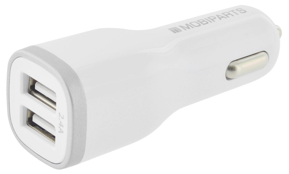 Mobiparts Car Charger | Dual USB-A Autolader 12W / 2.4A | Wit