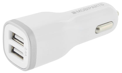 Mobiparts Car Charger | Dual USB-A Autolader 12W / 2.4A | Wit