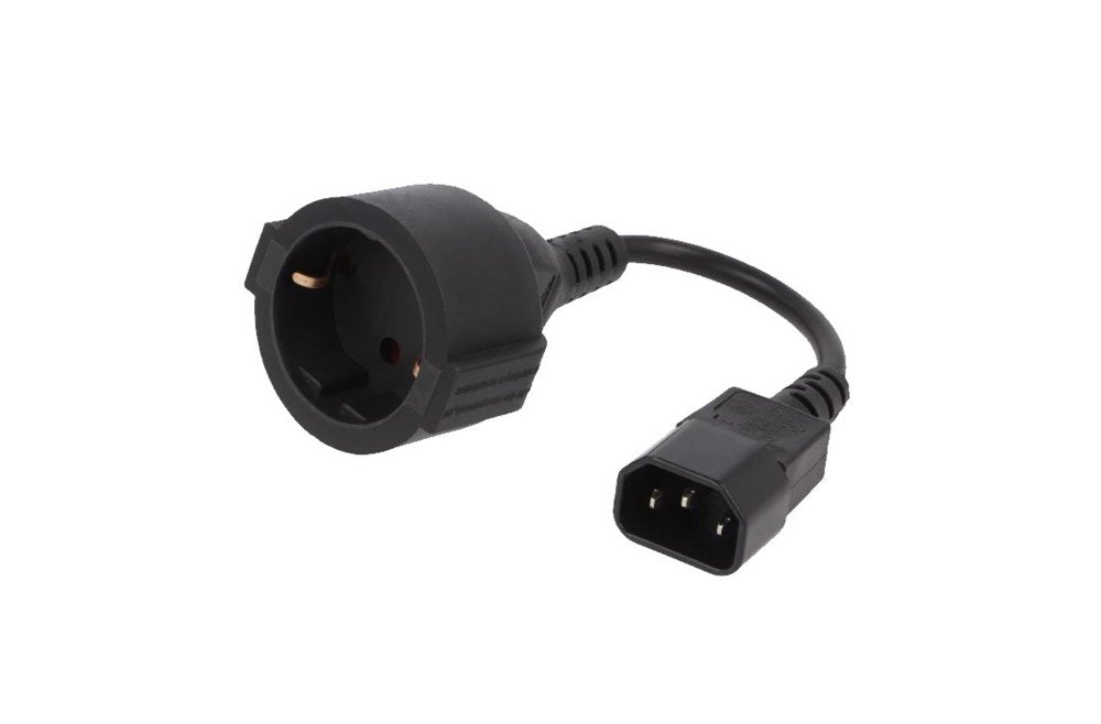 Gembird PC-SFC14M-01 | 0,15 m Stroomkabel | C14 naar Schuko (CEE 7/3) | Zwart | Compact Verloopstuk - Matmuis