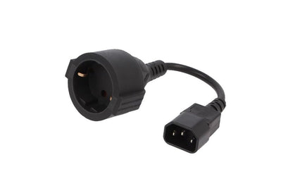 Gembird PC-SFC14M-01 | 0,15 m Stroomkabel | C14 naar Schuko (CEE 7/3) | Zwart | Compact Verloopstuk - Matmuis