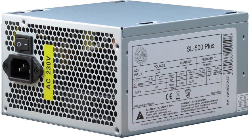 Inter-Tech SL-500 PLUS | 500 Watt ATX PSU | Power Supply | Voeding - Matmuis - Matmuis