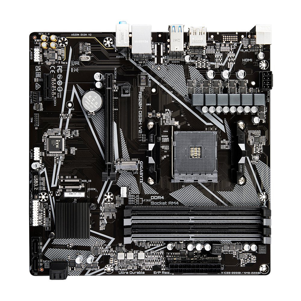 Gigabyte A520M DS3H V2 | Socket AM4 | AMD A520 | 4xDDR4 | Micro ATX | Moederbord - Matmuis - Matmuis
