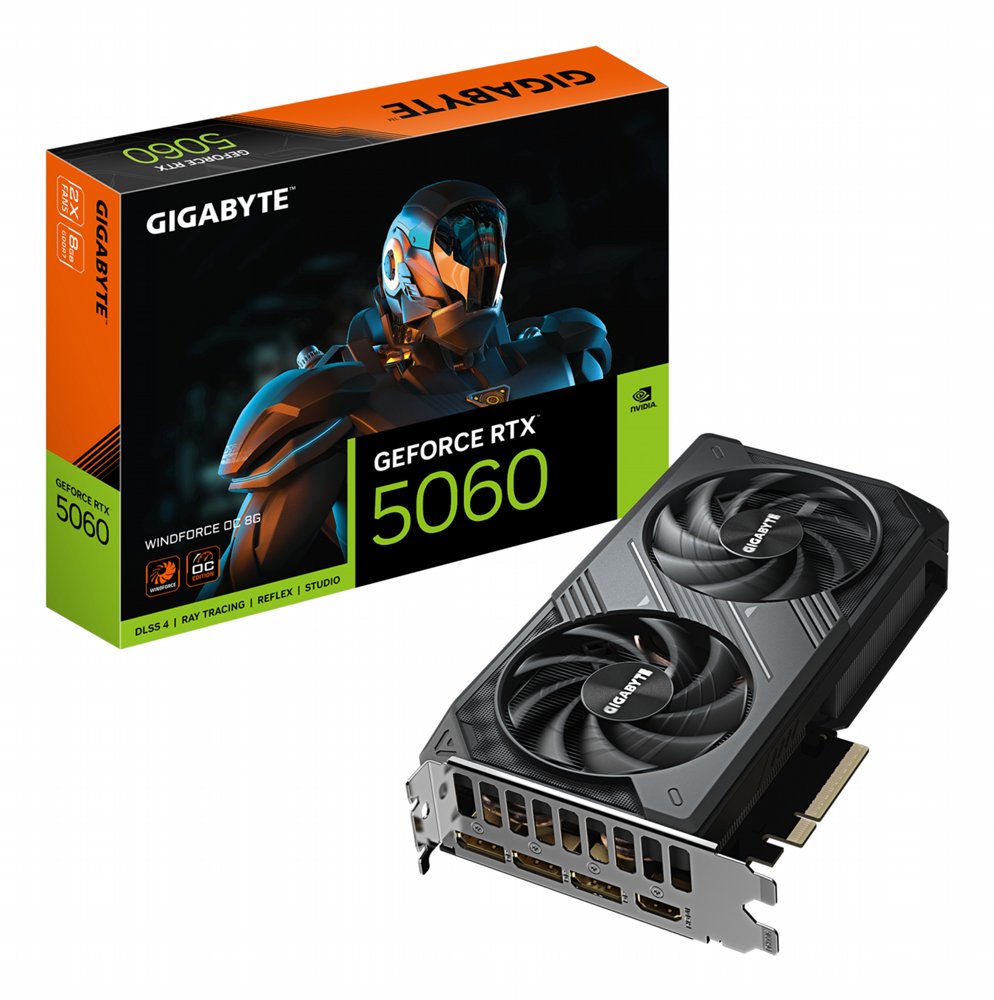 GIGABYTE GeForce RTX 5060 WINDFORCE OC | 8GB GDDR7 | DLSS 4 | Videokaart | Nvidia GPU - Matmuis - Matmuis