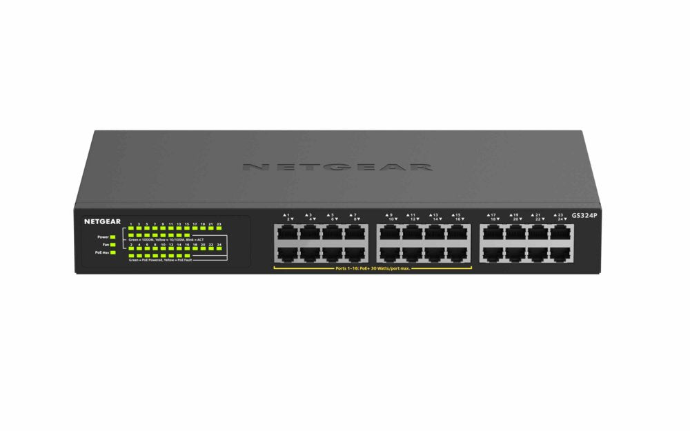 NETGEAR GS324P | Unmanaged | Gigabit Ethernet (10/100/1000 Mbps) | Power over Ethernet (PoE) | 1U - Matmuis