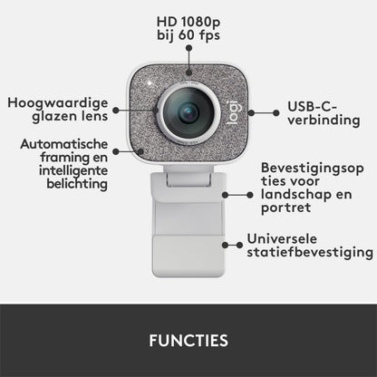 Logitech StreamCam | 1080p 60FPS USB-C Webcam met Microfoon | Wit - Matmuis