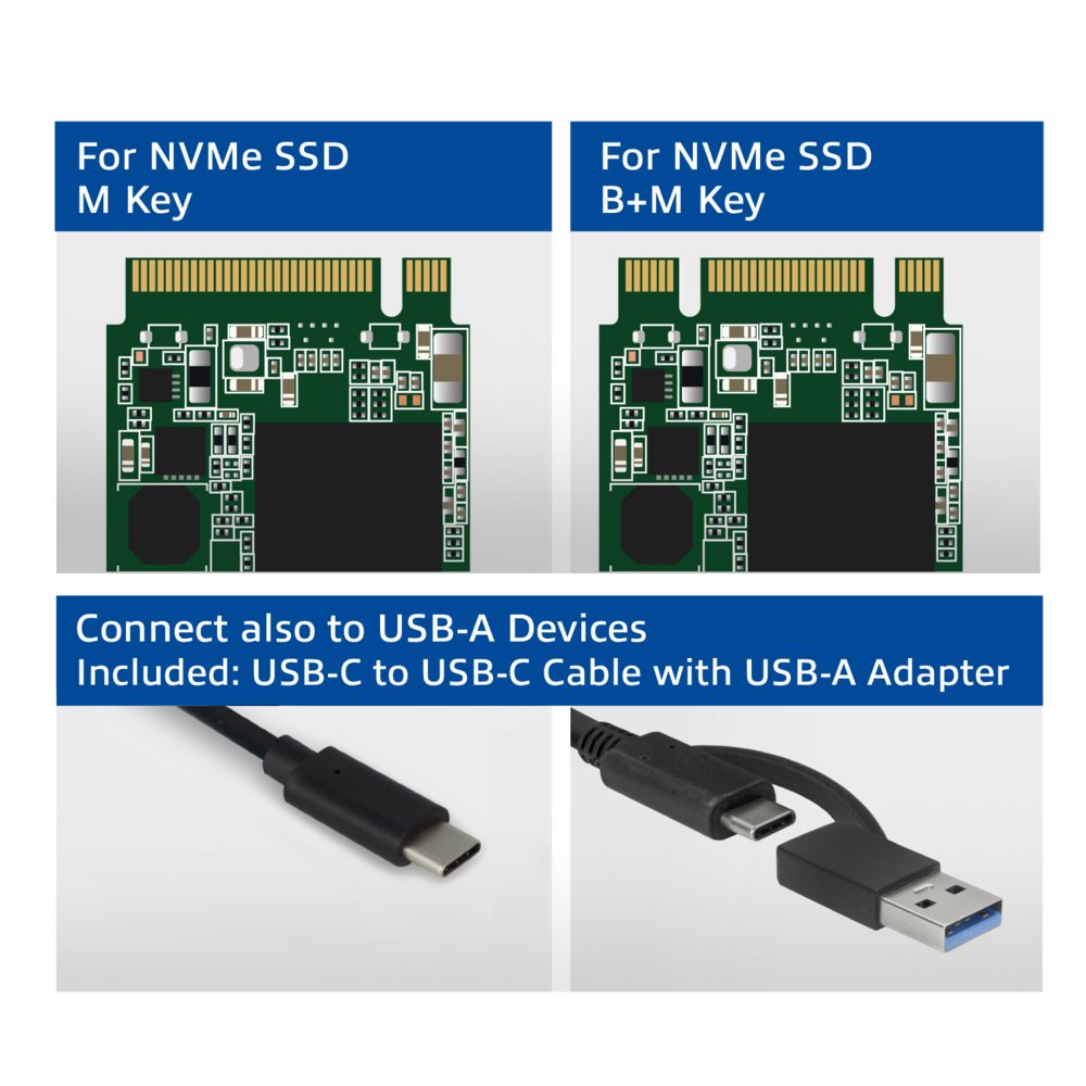 ACT AC1615 | USB-C M.2 NVMe/PCIe SSD Behuizing | Tool-Free | Aluminium | USB 3.2 Gen2 (10 Gbps) - Matmuis - Matmuis