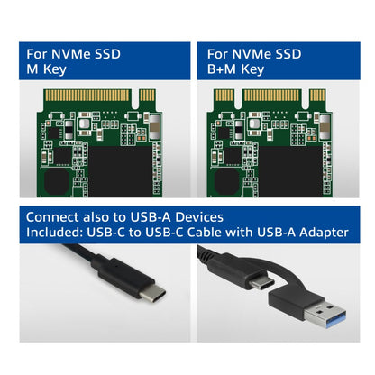 ACT AC1615 | USB-C M.2 NVMe/PCIe SSD Behuizing | Tool-Free | Aluminium | USB 3.2 Gen2 (10 Gbps) - Matmuis - Matmuis