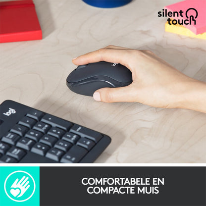 Logitech MK295 Silent | Draadloze Muis-en-Toetsenbordcombo | USB-ontvanger | QWERTY | Zwart - Matmuis - Matmuis