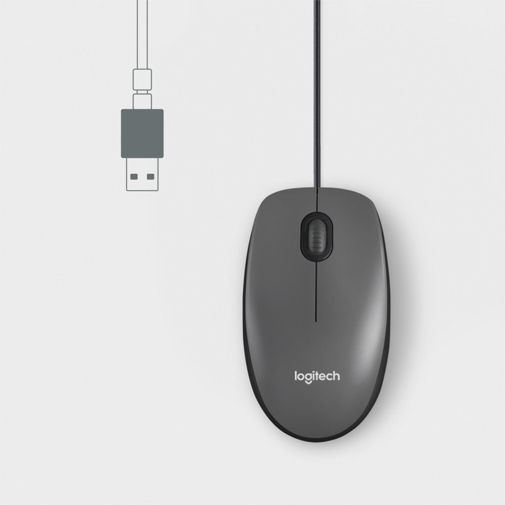 Logitech M100 | Bekabelde Muis | Links- en Rechtshandig | USB-A | 1000 DPI | Zwart - Matmuis - Matmuis