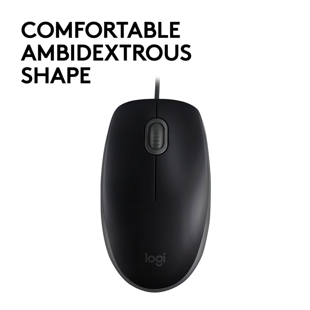 Logitech B110 Silent | Bekabelde Muis | Links- en Rechtshandig | USB-A | 1000 DPI | Zwart - Matmuis - Matmuis