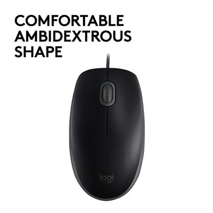 Logitech B110 Silent | Bekabelde Muis | Links- en Rechtshandig | USB-A | 1000 DPI | Zwart - Matmuis - Matmuis