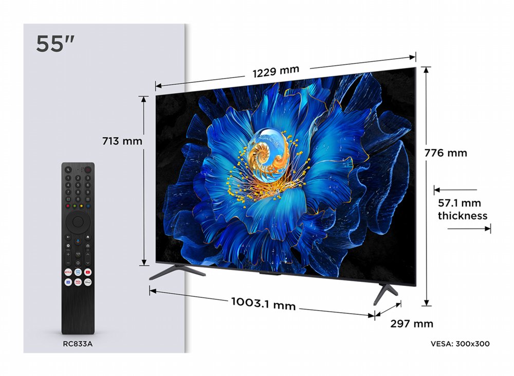 TCL 55C69KS 55" | 4K QD-Mini LED Smart TV | Google TV | Dolby Vision | Metallic
