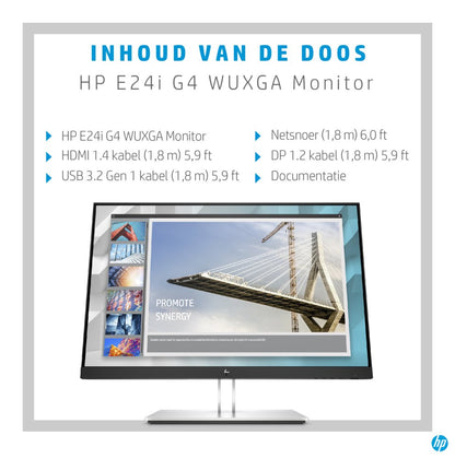 HP E24i G4 24" | 1920x1200 WUXGA IPS | 60Hz | 5ms | 99% sRGB | USB Hub | Ergonomisch Verstelbaar | Monitor - Matmuis - Matmuis