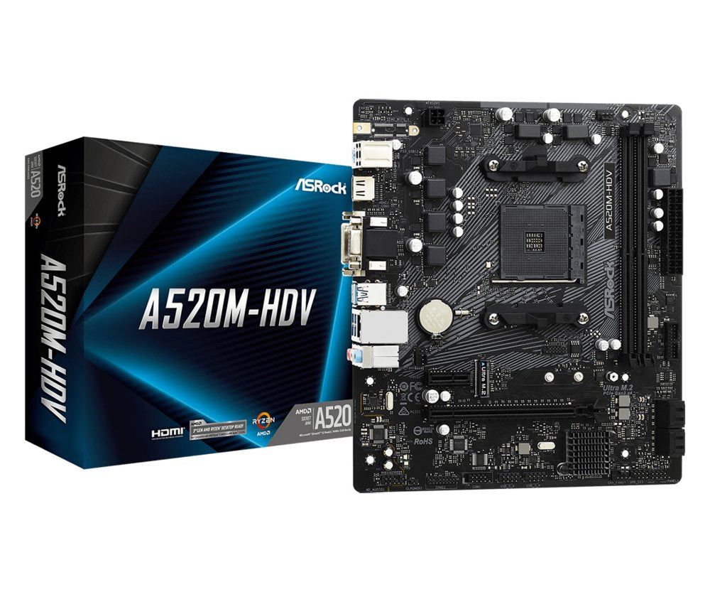 Asrock A520M-HDV | Socket AM4 | AMD A520 | 2xDDR4 | Micro-ATX | Moederbord - Matmuis - Matmuis