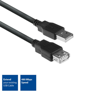 ACT AC3040 | USB 2.0 Kabel | USB-A naar USB-A | 1.8m | Zwart - Matmuis - Matmuis