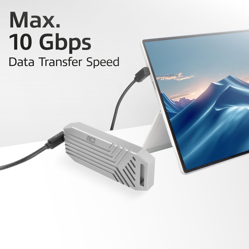 ACT AC7478 | USB 3.2 Gen 2 Kabel | USB-C (haaks boven/beneden) naar USB-C (haaks boven/beneden) | 60W | 10Gbps | 2m | Zwart - Matmuis - Matmuis