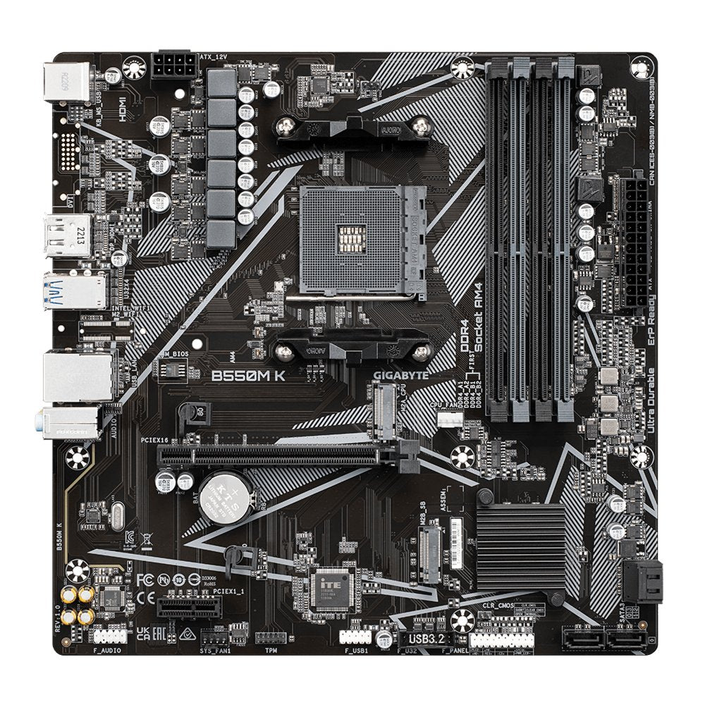 Gigabyte B550M K 1.0 | Socket AM4 | AMD B550 | 4xDDR4 | Micro-ATX | Moederbord - Matmuis - Matmuis