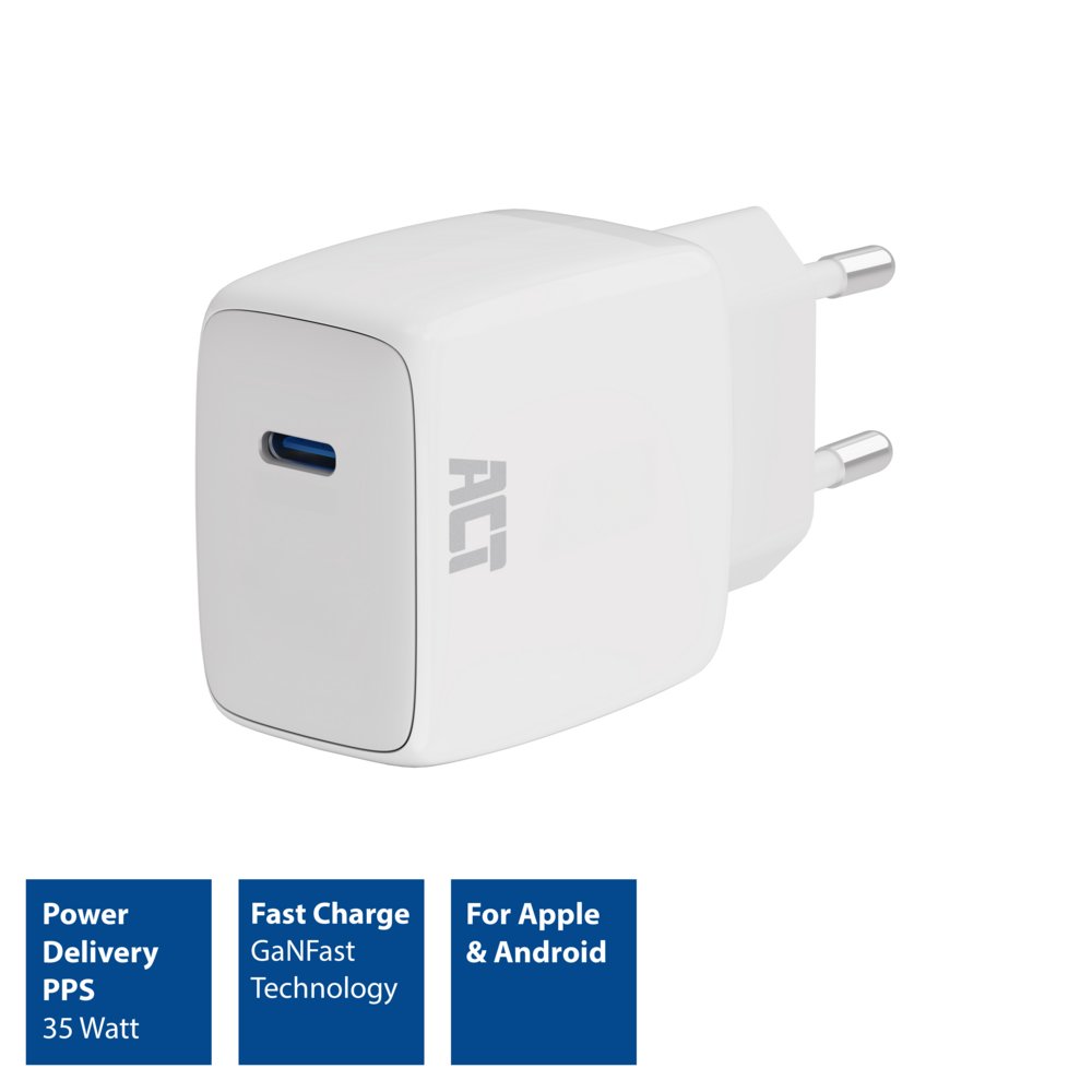 ACT AC2135 | USB-C Lader 35W | Power Delivery PPS & GaNFast - Matmuis