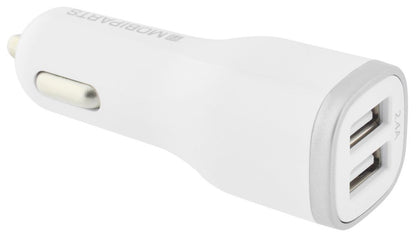 Mobiparts Car Charger | Dual USB-A Autolader 12W / 2.4A | Wit