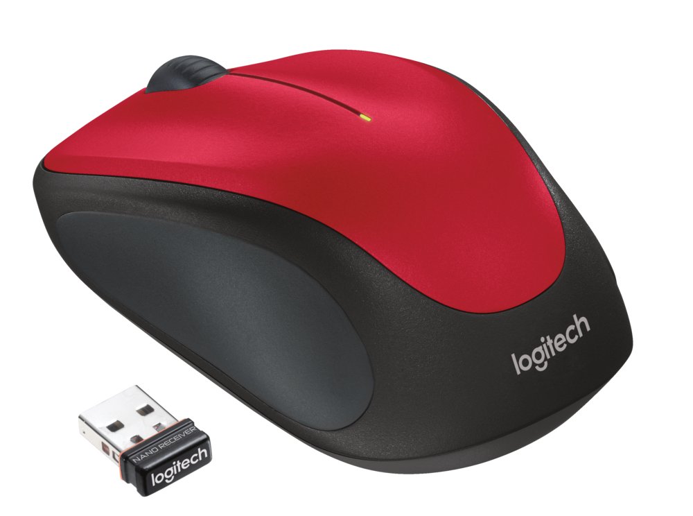 Logitech M235 | Draadloze Muis | Links- en Rechtshandig | RF | 1000 DPI | Rood/Zwart - Matmuis - Matmuis