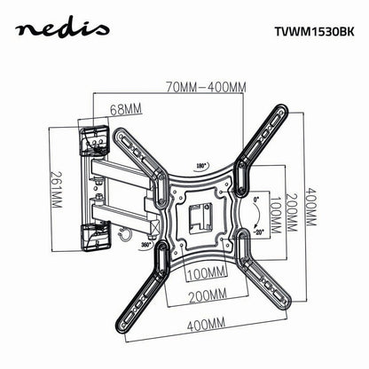 Nedis TVWM1530BK | Draai- en kantelbare TV-plafondbeugel | 23''-55'' | max 30kg | VESA 400x400