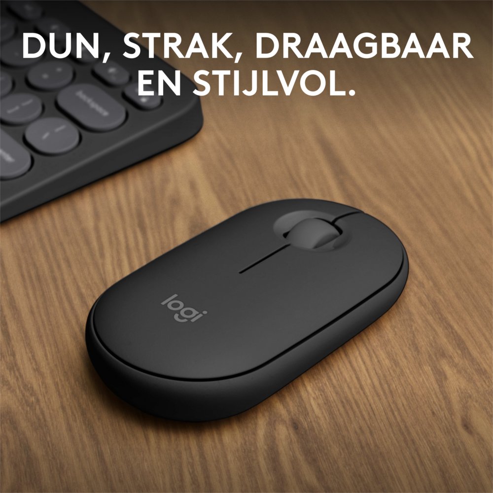 Logitech Pebble 2 M350s | Draadloze Muis | Links- en Rechtshandig | RF + Bluetooth | 4000 DPI | Grafiet - Matmuis - Matmuis