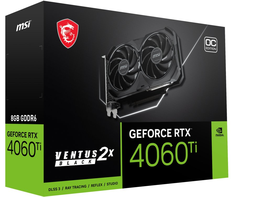 MSI GeForce RTX 4060 Ti VENTUS 2X BLACK OC | 8GB GDDR6 VRAM | Videokaart | GPU | Nvidia - Matmuis - Matmuis