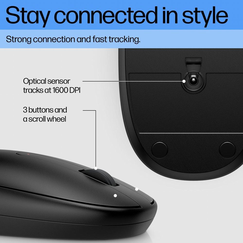 HP 245 Bluetooth Muis | Bluetooth 5.1 | 1600 DPI | Zwart - Matmuis