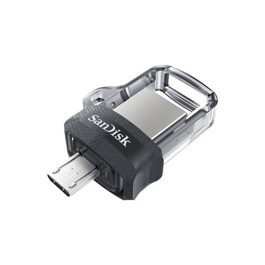 SanDisk Ultra Dual m3.0 | 32GB USB Flash Drive | USB Type-A / Micro-USB 3.2 Gen 1 (3.1 Gen 1) | Zwart, Zilver, Transparant - Matmuis