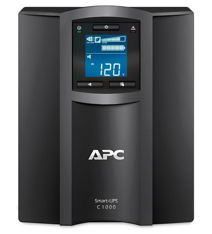 APC Smart-UPS SMC1000IC | 1000 VA / 600 W | Tower UPS | 8x IEC C13 Stopcontacten | Pure Sine Wave | AVR Spanningsregeling | LCD-scherm | SmartConnect