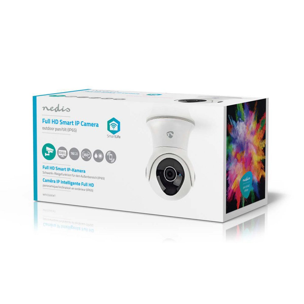 Nedis WIFICO20CWT | Wi-Fi Smart IP-buitencamera | Full HD 1080p | PTZ | Nachtzicht 15 m | Tweeweg-audio | IP65 | Wit - Matmuis