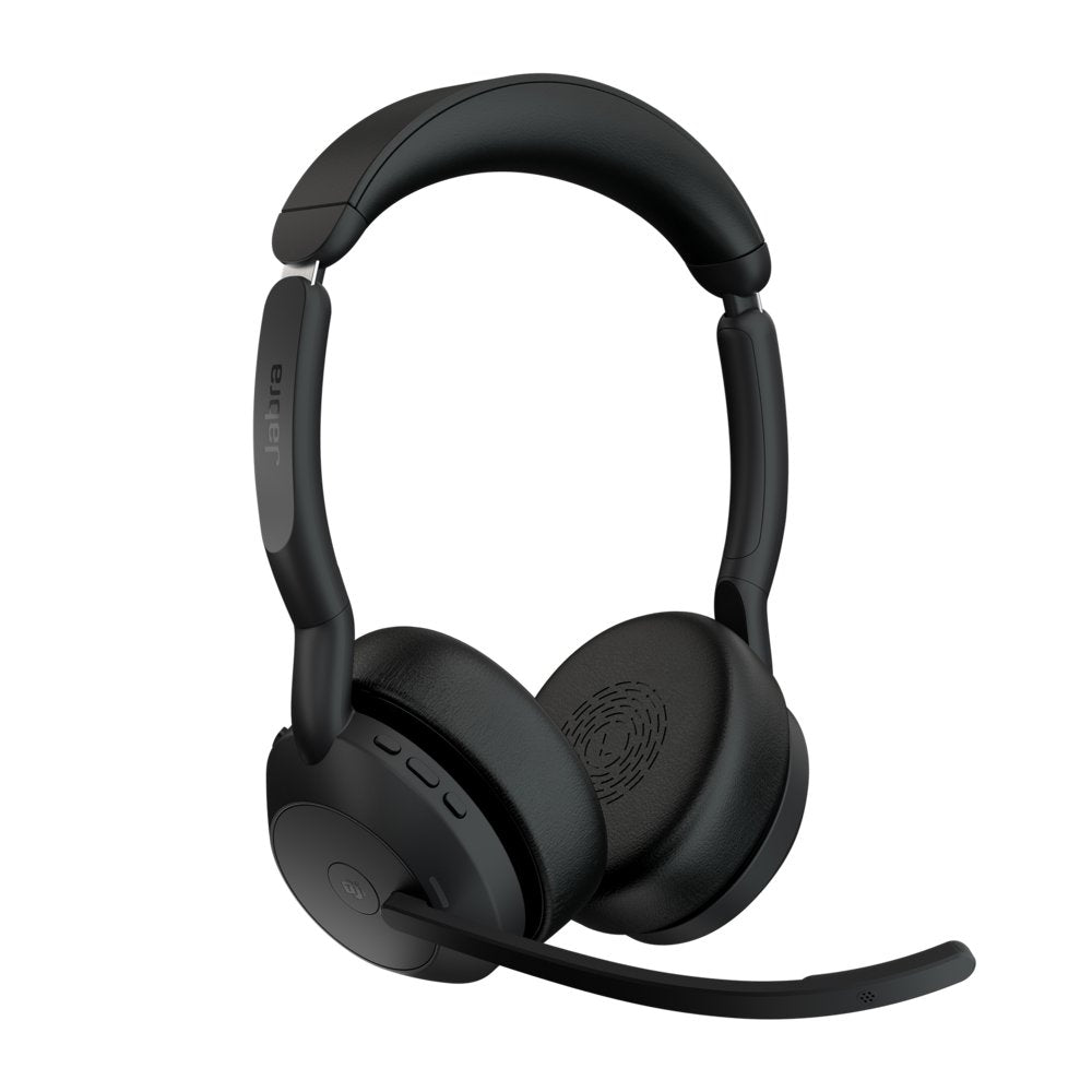 Jabra Evolve2 55 MS Stereo | Bluetooth & USB-A Headset | Met Oplaadhouder | Zwart | Voor Kantoor & Callcenter - Matmuis - Matmuis