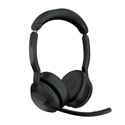 Jabra Evolve2 55 MS Stereo | Bluetooth & USB-A Headset | Met Oplaadhouder | Zwart | Voor Kantoor & Callcenter - Matmuis - Matmuis