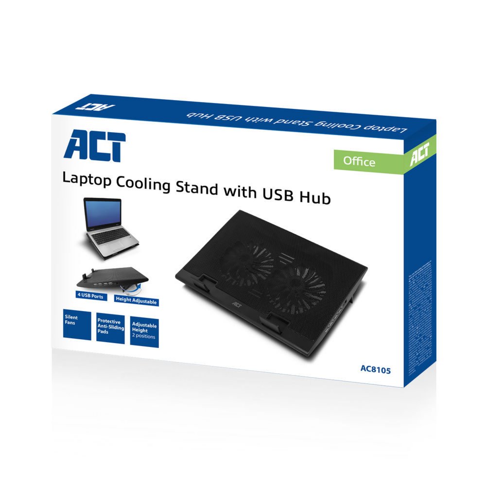 ACT AC8105 | Notebook Cooling Pad | 43,9 cm (17.3") | 2500 RPM | Zwart - Matmuis