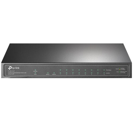 TP-Link TL-SG1210P | Unmanaged Switch | 10 Poorten | Gigabit Ethernet (10/100/1000 Mbps) | PoE | Grijs - Matmuis