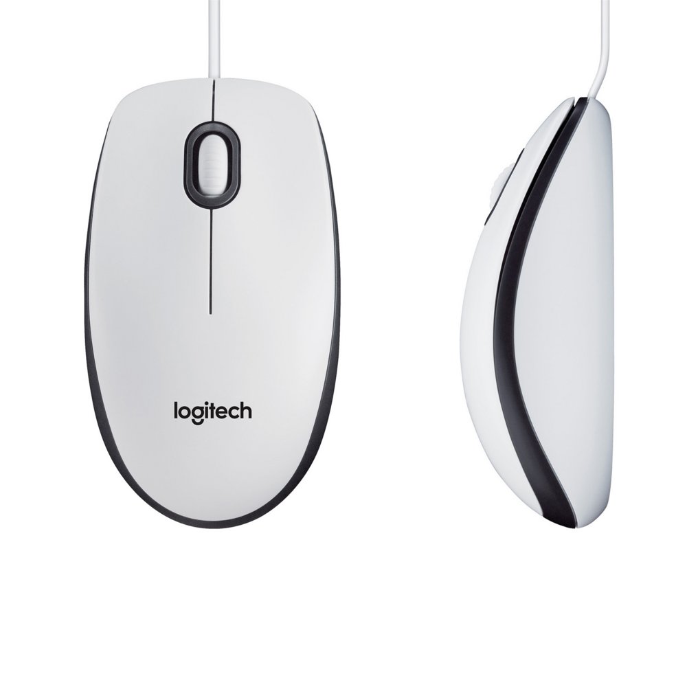 Logitech M100 | Bekabelde Muis | Links- en Rechtshandig | USB-A | 1000 DPI | Wit - Matmuis - Matmuis