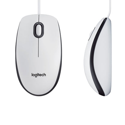 Logitech M100 | Bekabelde Muis | Links- en Rechtshandig | USB-A | 1000 DPI | Wit - Matmuis - Matmuis