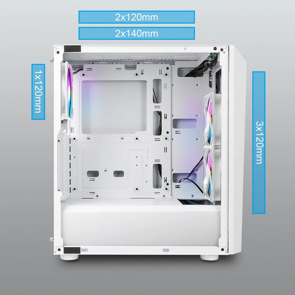 Case Azza Sentinel | Midi Tower | RGB | Wit - Matmuis