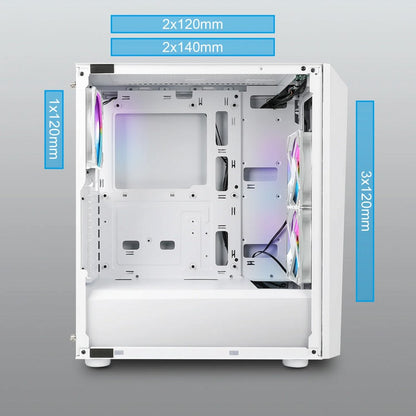 Case Azza Sentinel | Midi Tower | RGB | Wit - Matmuis